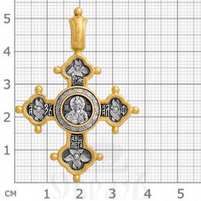 крест «господь вседержитель. похвала богородице», серебро 925 проба с золочением (арт. 101.025)