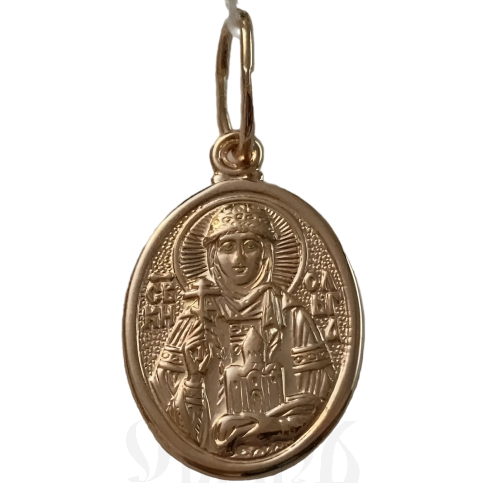 нательная икона святая равноапостольная кня­ги­ня ольга, золото 585 пробы красное (артикул 25-118)